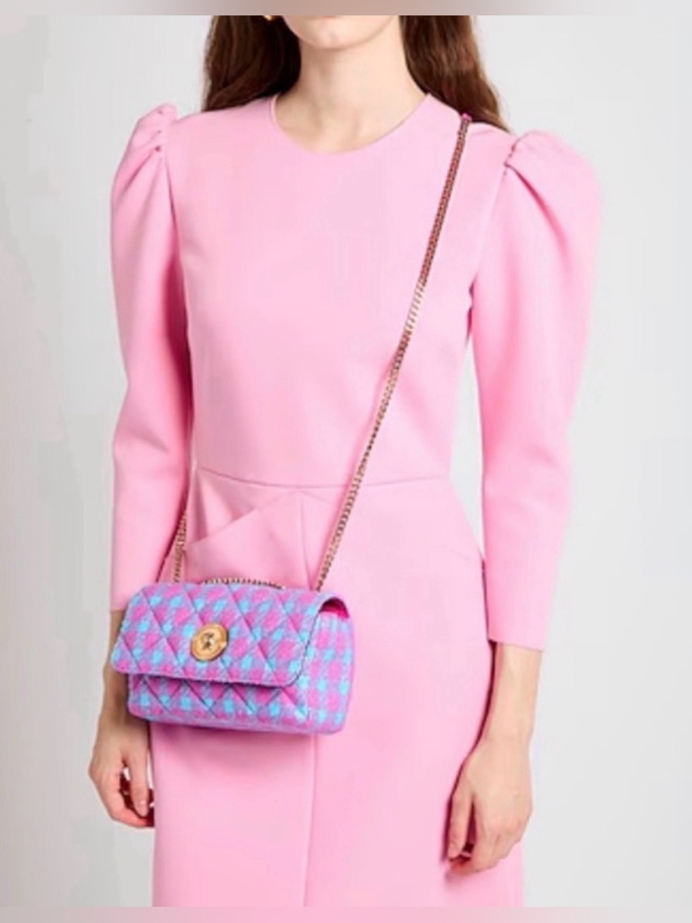 Versace Medusa East West Blue Pink Purple Quilted Chain Crossbody Bag w COA - Picture 2 of 7